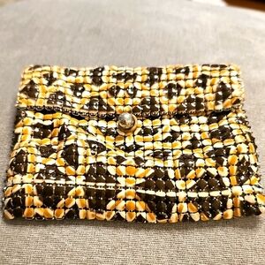 Elegant Black and Gold Mesh Change Purse Clutch. Satin Lined.